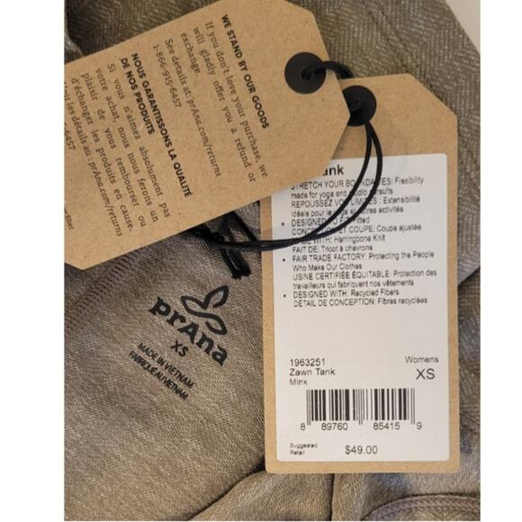 prAna Tank Top Womens X-Small Workout Activewear Sporty Athletic Tank Top NWT - Picture 6 of 6